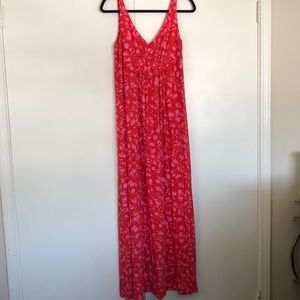 Red and Pink Maxi Dress